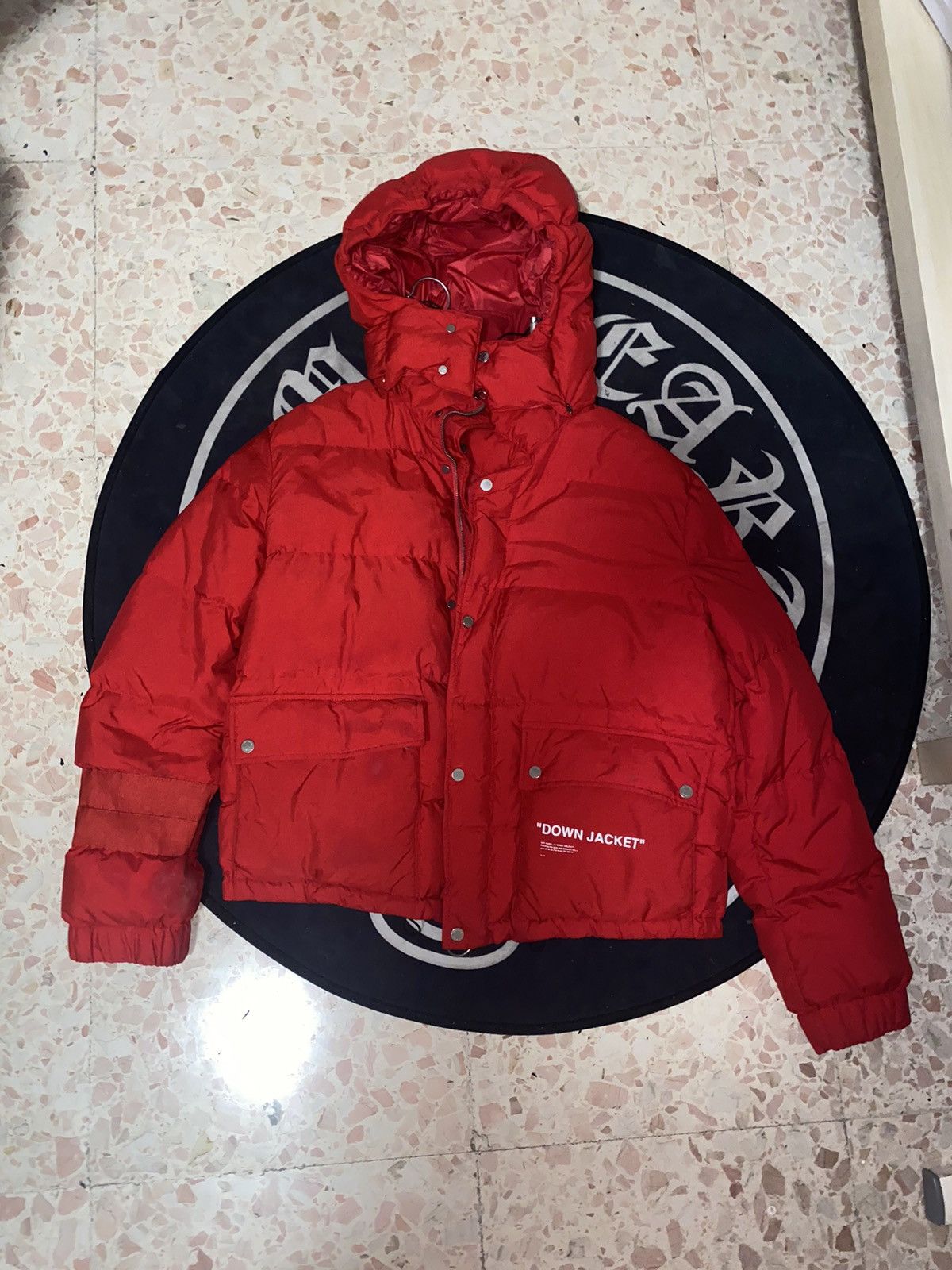 image of Off White Off-White Down Jacket in Red, Men's (Size Medium)