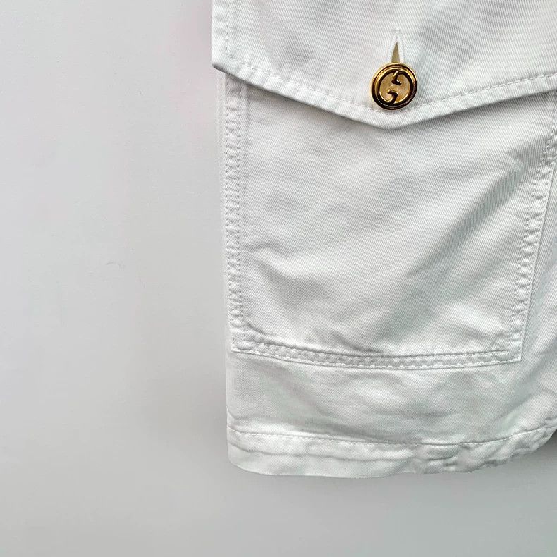 Gucci Gucci White double-pocket lapel short-sleeved zipper workwe Size S / US 4 / IT 40 - 4 Thumbnail