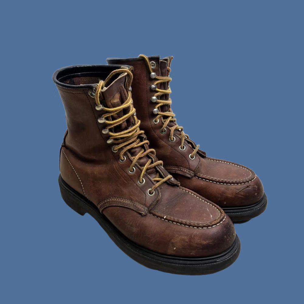 Vintage VINTAGE Red Wing 4440 Moc Toe Boots Brown Steel Toe Men's Size 9 E USA Size US 9 / EU 42 - 1 Thumbnail