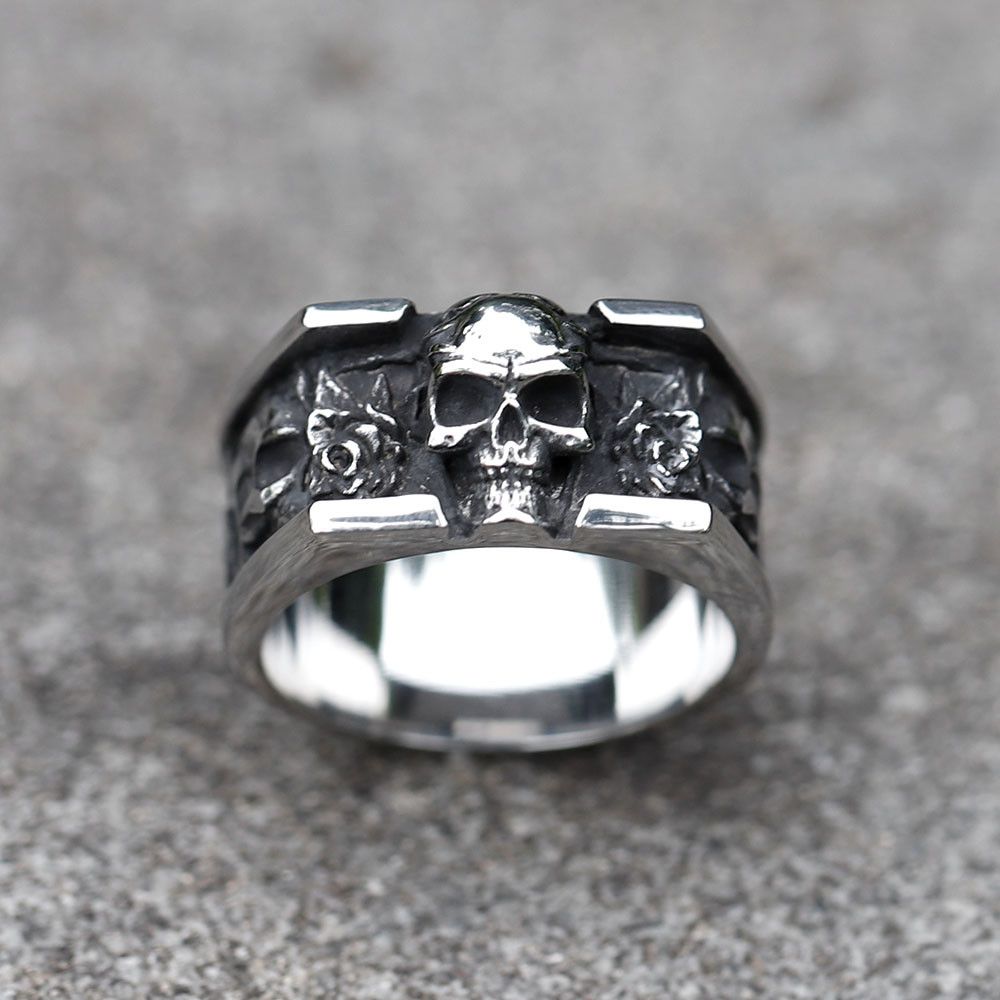 Vintage SIZE 10 316L Stainless Steel Vintage SKULL Punk Ring Size ONE SIZE - 2 Thumbnail