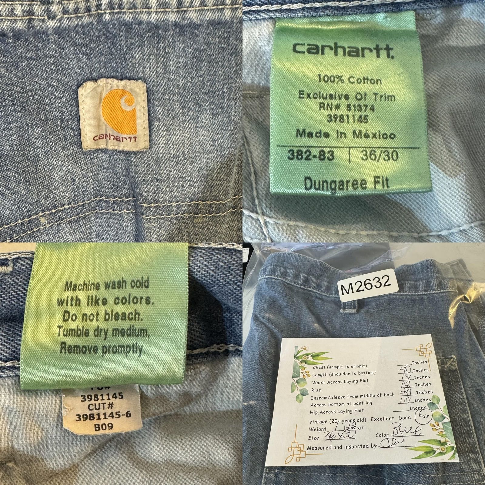 Carhartt VINTAGE Carhartt Jeans Mens 36x30 Dungaree Fit Distressed Paint Workwear 90s Size US 36 / EU 52 - 8 Thumbnail
