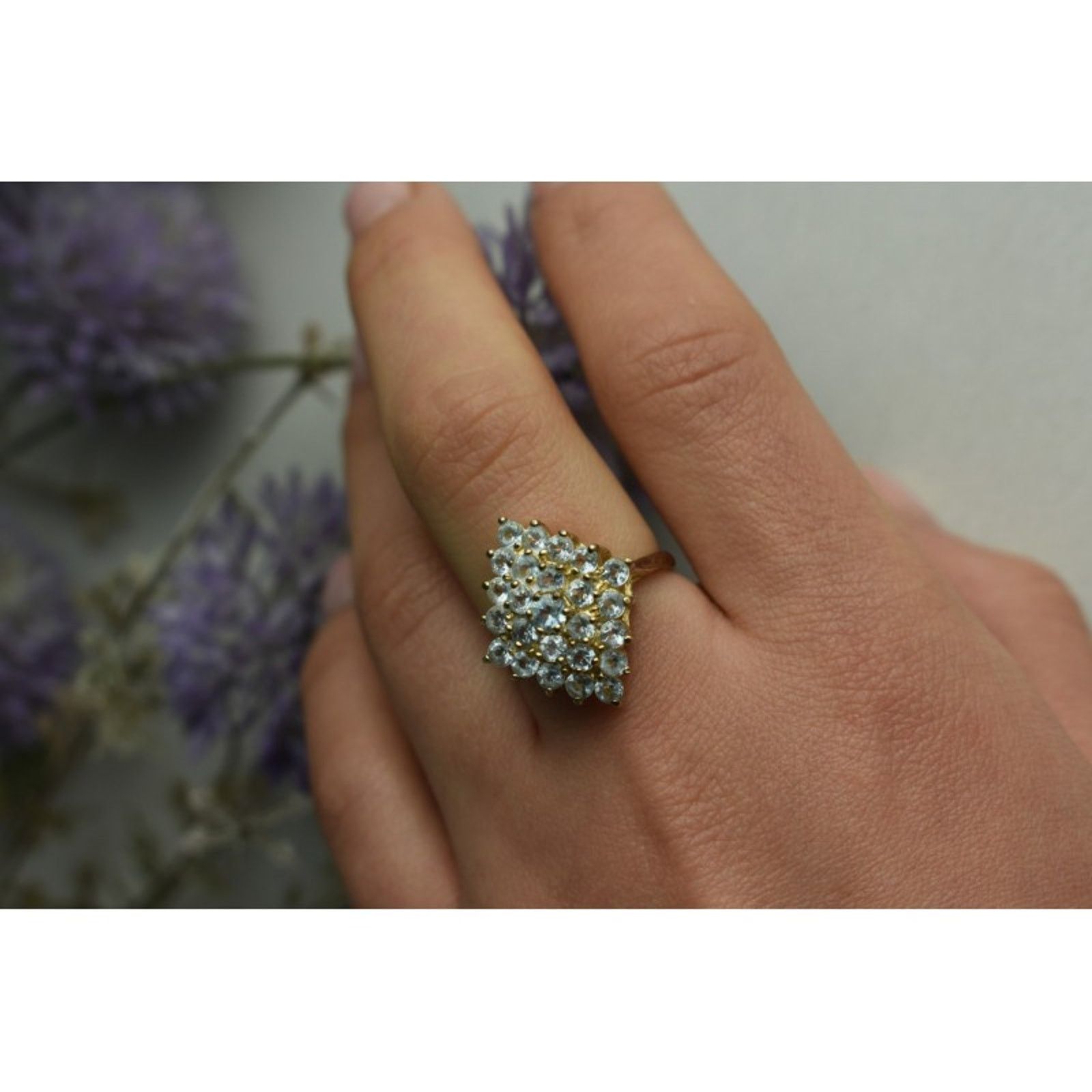 Jewelry 925 STERLING SILVER GOLD PLATED BLUE SPINEL RING SIZE 8 Size ONE SIZE - 6 Thumbnail