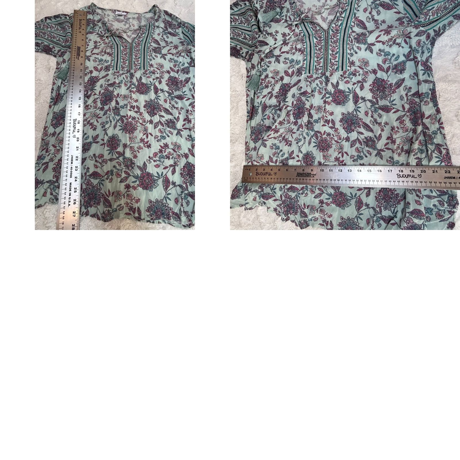 J. Jill J.Jill Blouse 3/4 Sleeve Floral Print Tassel Tunic Top M Multicolor Womens Regular XS-XL Size M / US 6-8 / IT 42-44 - 8 Thumbnail
