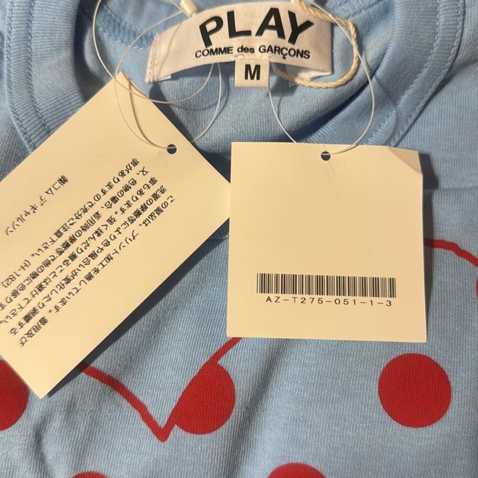 Comme des Garcons PLAY Comme des Garcons PLAY Pastel Polka Dot Logo T Shirt Blue Size M / US 6-8 / IT 42-44 - 6 Thumbnail