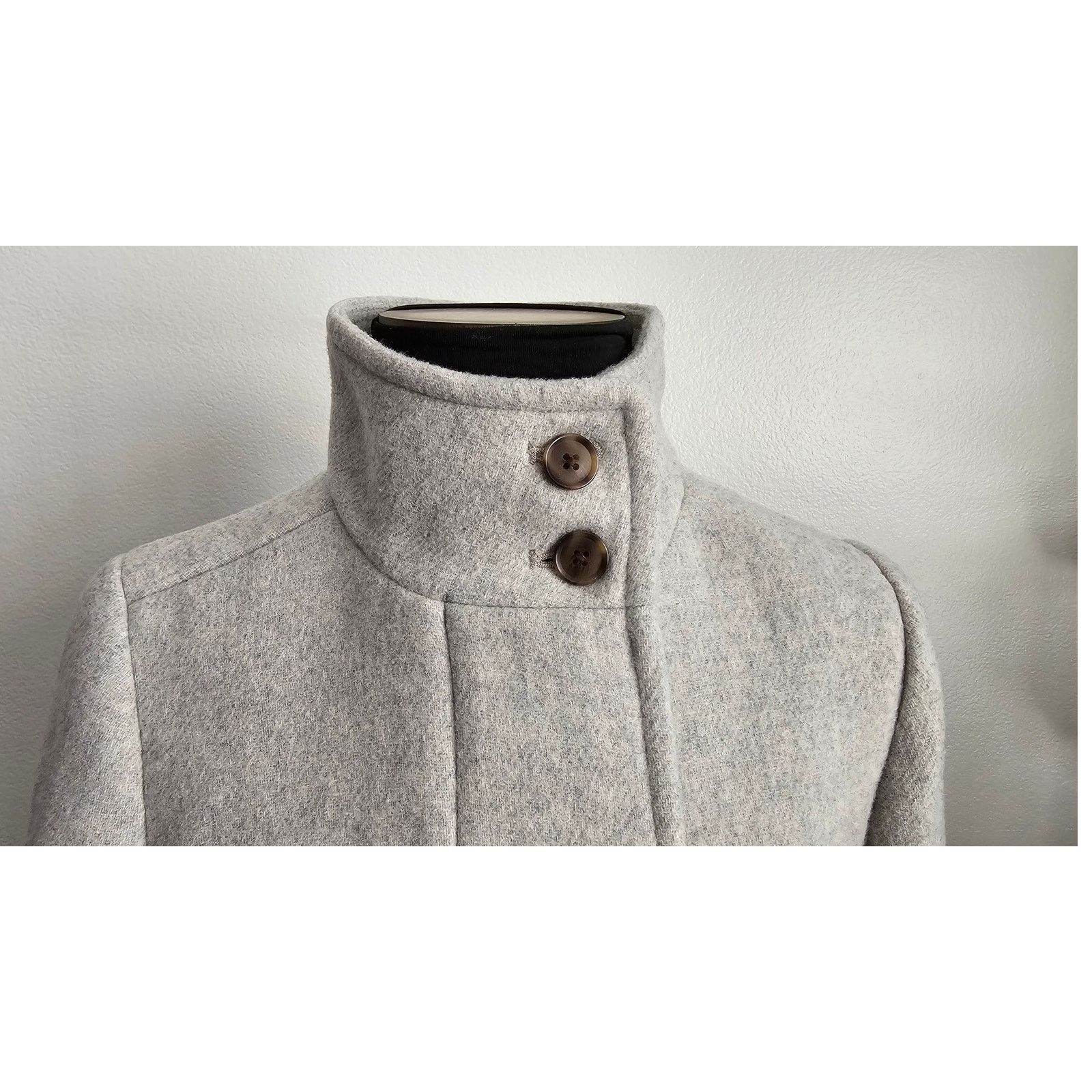 J.Crew NWT J.CREW Gray Wool Blend Button Neck Winter City Coat 00P Size XXS / US 00 / IT 34 - 5 Thumbnail