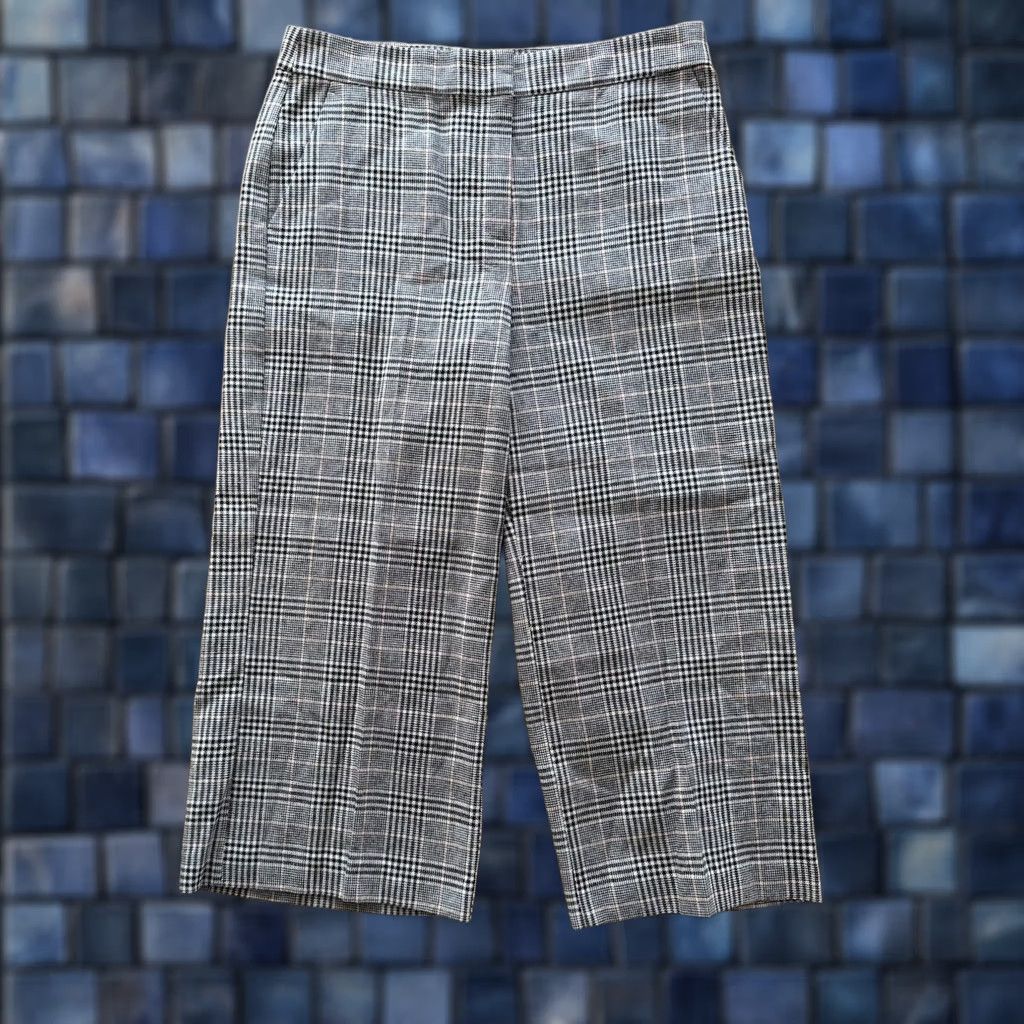 Ann Taylor Ann Taylor Loft Dress Pants Women's 10P Wide-Leg Linen Cotton Plaid NWT Size 32" / US 10 / IT 46 - 1 Thumbnail