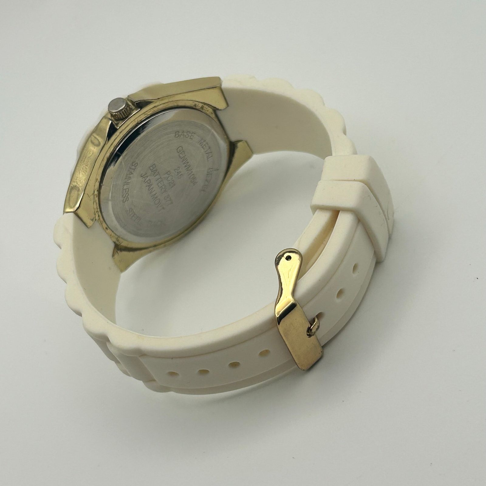 Other Ladies White Quartz Watch Gold Tone Bezel White Strap Watch Size ONE SIZE - 5 Thumbnail