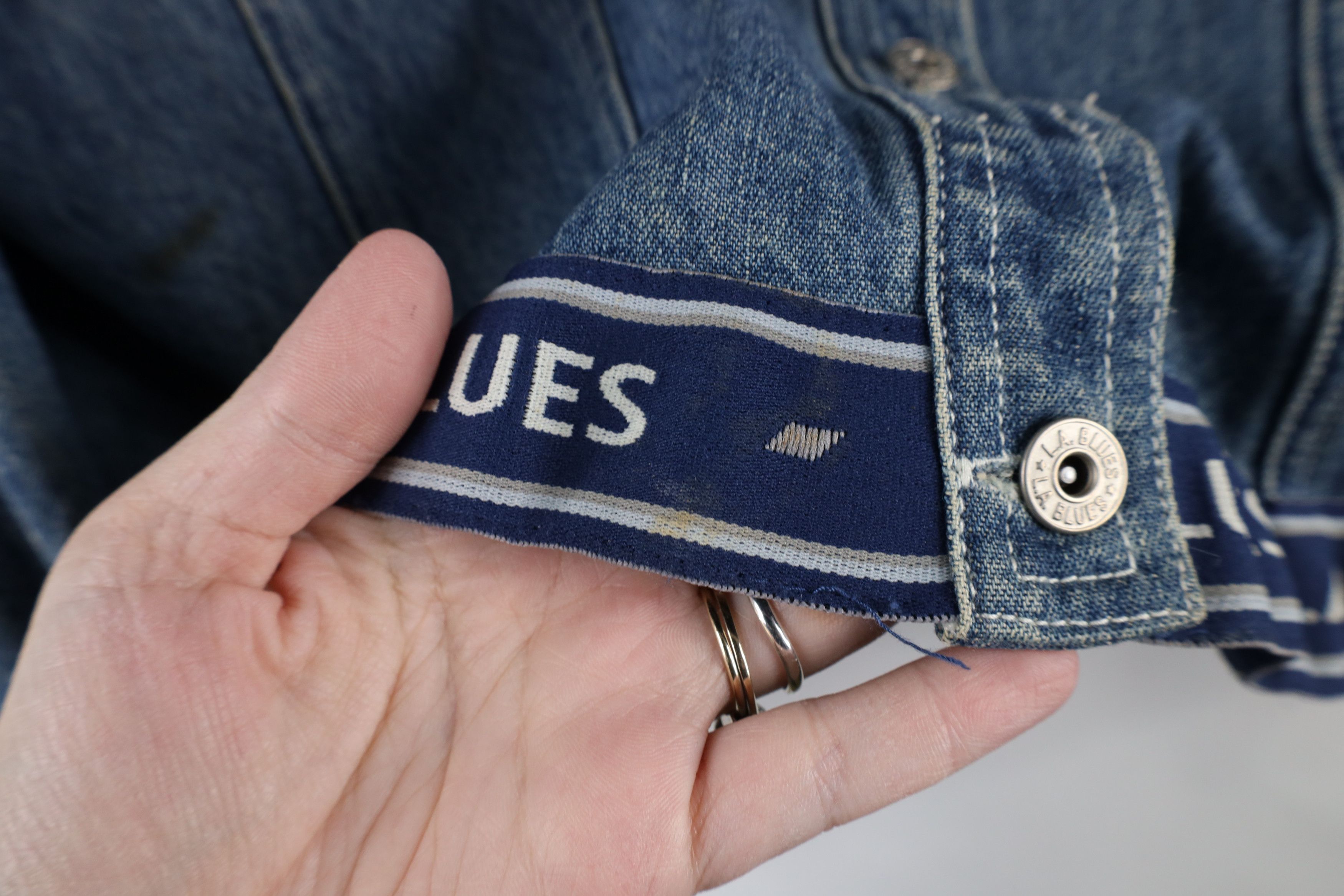 Vintage Vintage 90s Y2K LA Blues Babydoll Denim Trucker Jacket Size L / US 10 / IT 46 - 6 Thumbnail