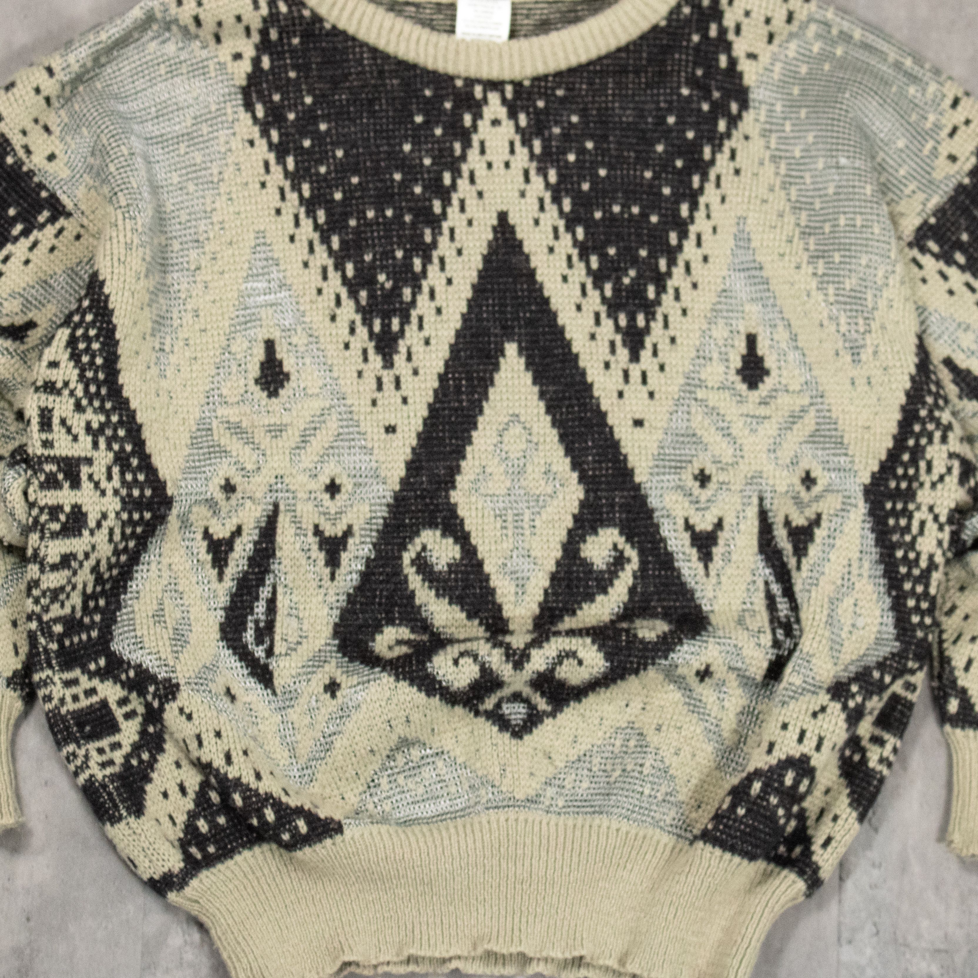 Japanese Brand VTG 90's Diamond Pattern Oversize Knitted Crewneck Sweater Size US L / EU 52-54 / 3 - 5 Thumbnail