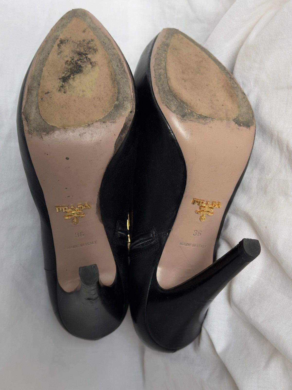 Designer × Prada Prada Black Leather Ankle Boots Biker Boots Size US 6 / IT 36 - 9 Thumbnail