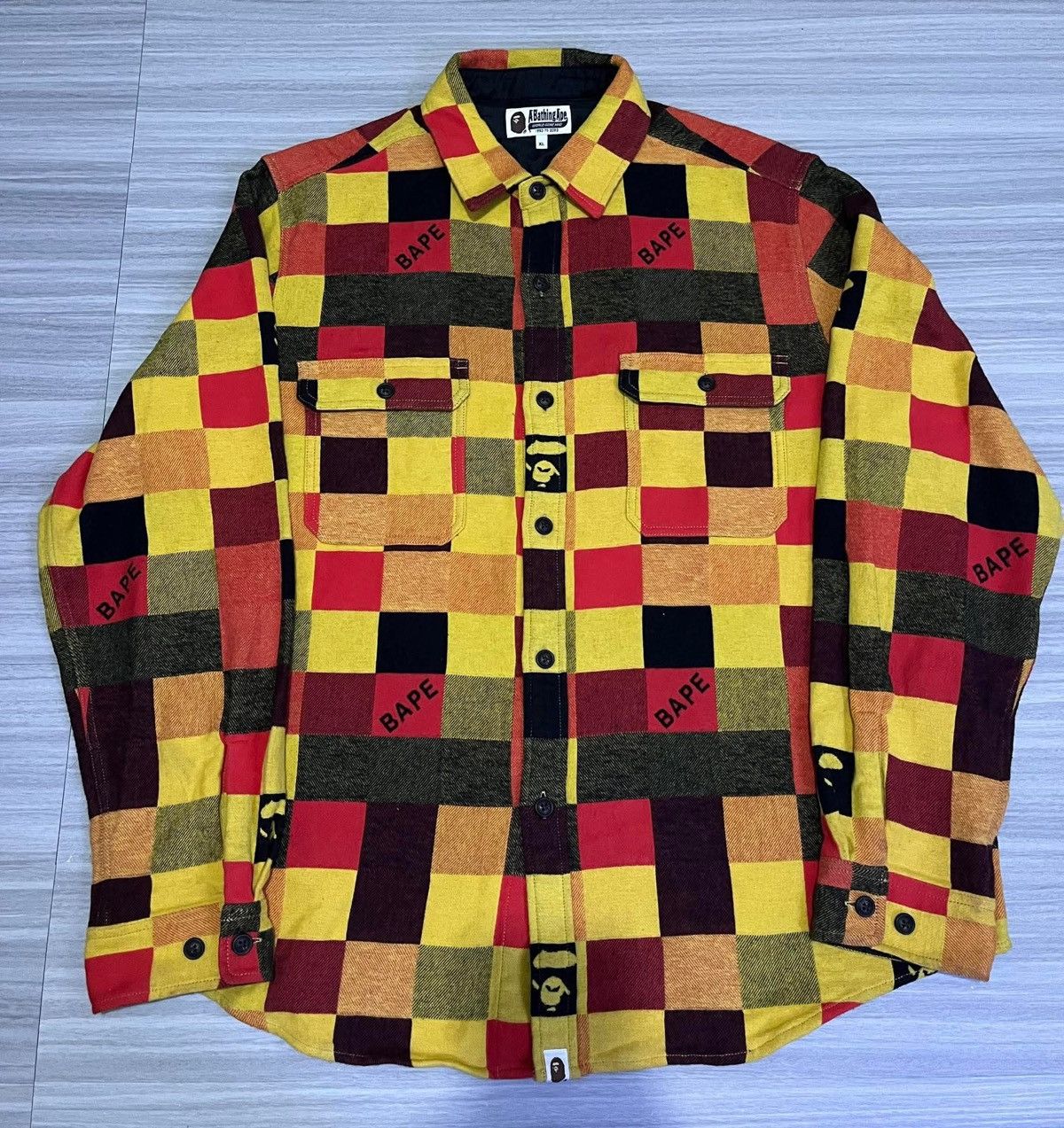 Bape Bape Patched Block Check Button Up Shirt Size US XL / EU 56 / 4 - 1 Thumbnail