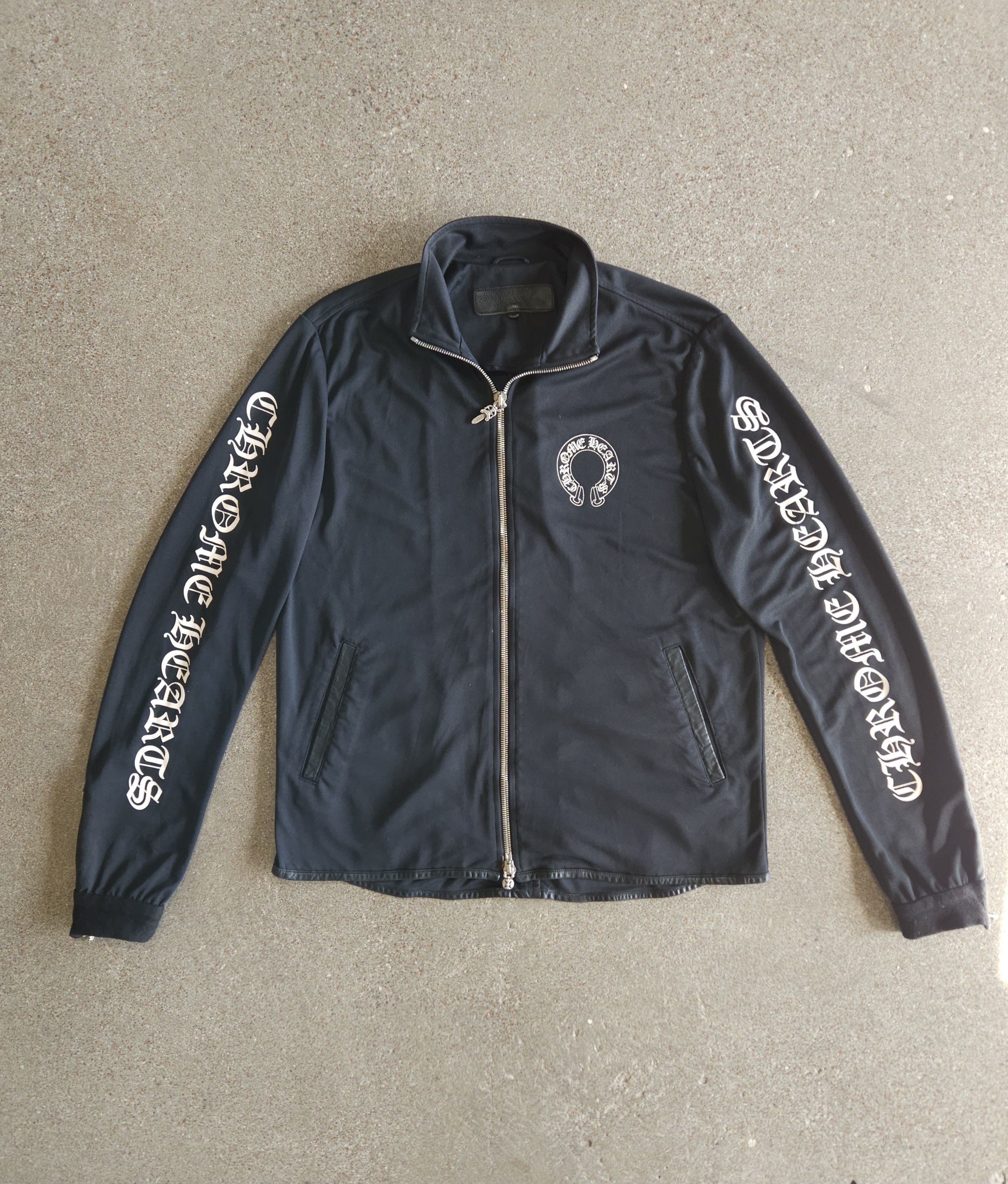 image of Chrome Hearts Zip Up Track Jacket in Black, Men's (Size XL)