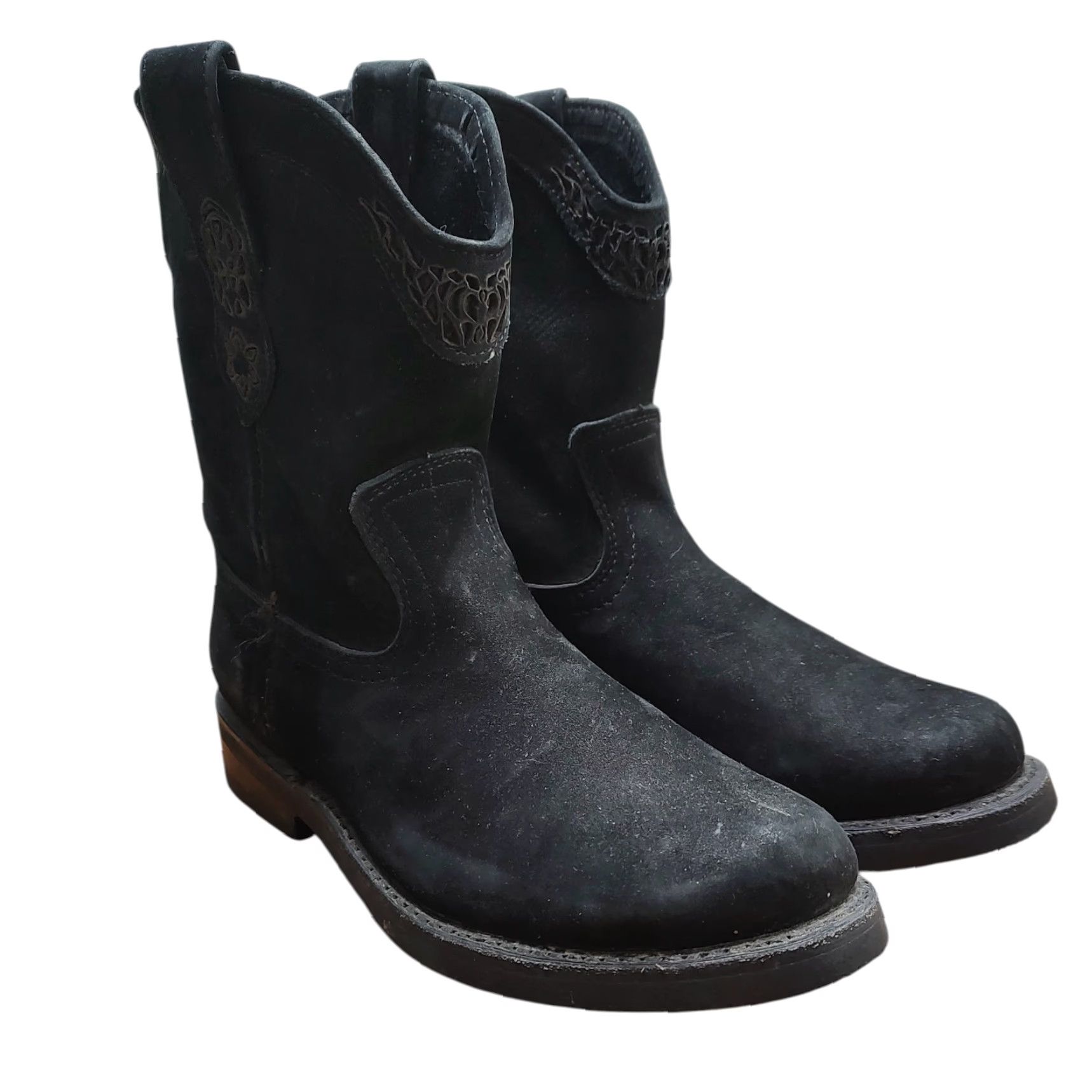 Vintage El General Boots Women's Black Suede US 7 Mex 24 Cowgirl Western Size US 7 / IT 37 - 3 Thumbnail
