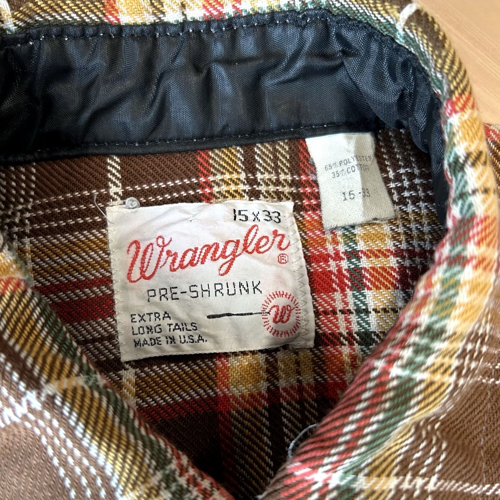 Wrangler VINTAGE Wrangler Shirt Men 15x33 Pearl Snap Plaid Flannel Distressed Button-Up Western Cowboy 60s 70s Hipster USA Shacket Regular Mens Size US M / EU 48-50 / 2 - 4 Thumbnail