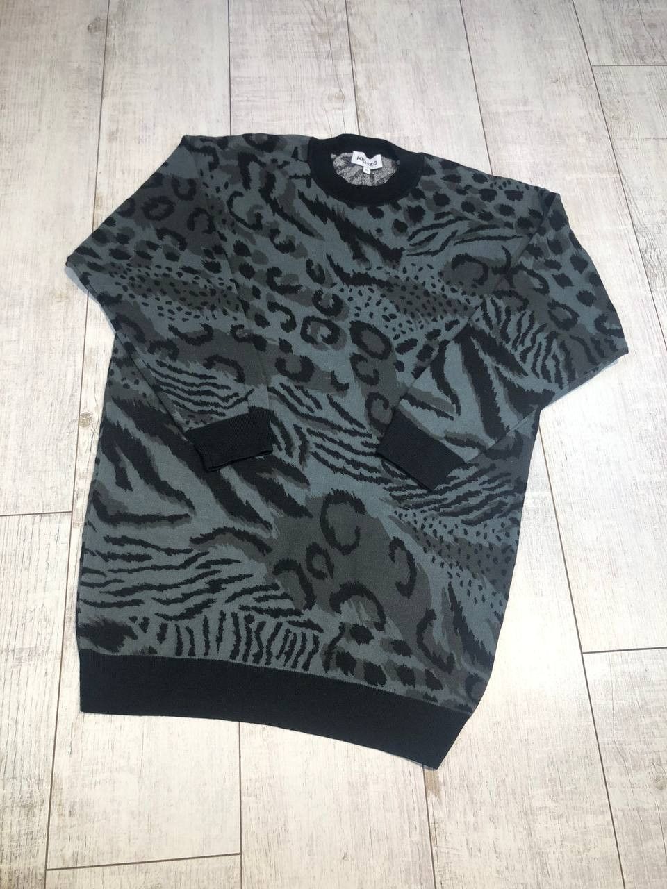 image of Avant Garde x Kenzo Sweater Kenzo Minikleid Mit Animal-Print In Mittelgrau Y2K in Grey, Women's (Si