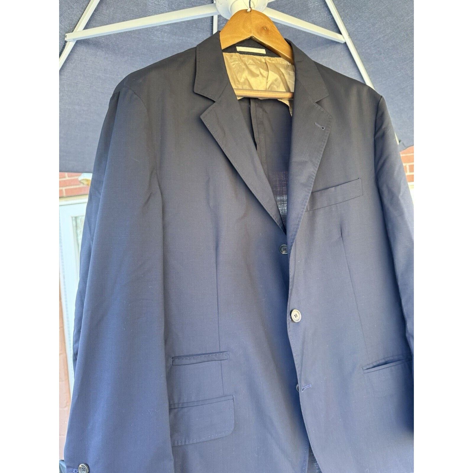 Brunello Cucinelli Brunello Cucinelli Navy Blue Wool Silk Blazer IT54/US 44 Size 44R - 5 Thumbnail