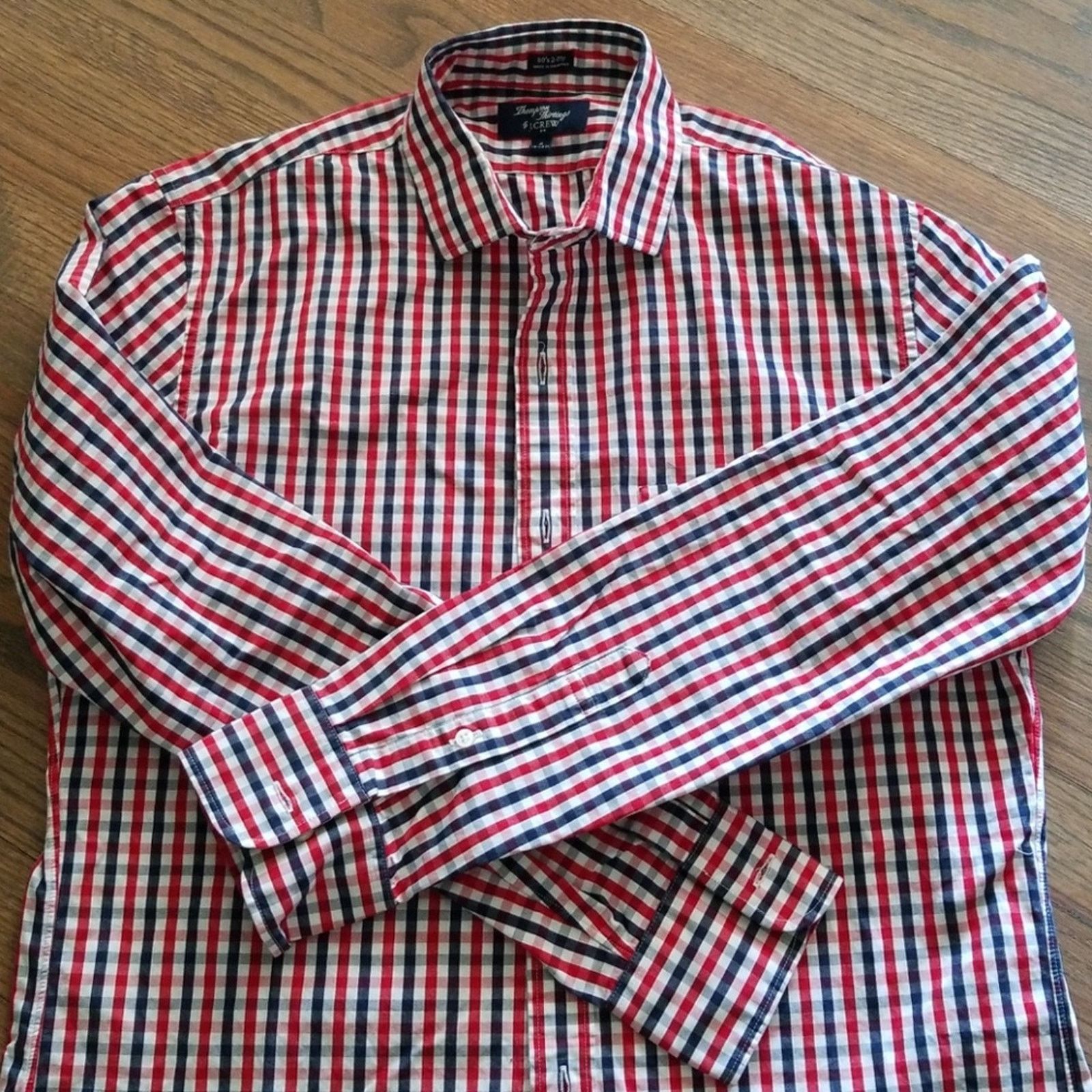 J.Crew Red White & Blue J. Crew Check Button Down Size US M / EU 48-50 / 2 - 3 Thumbnail