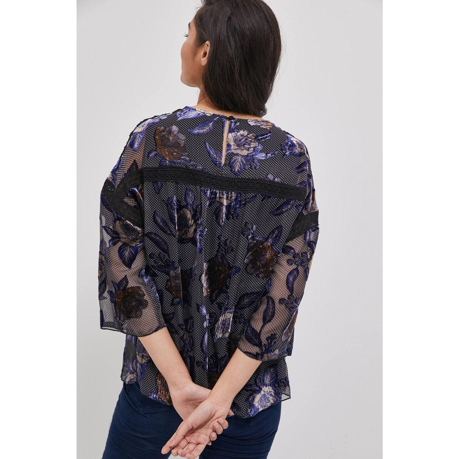 Anthropologie New Anthropologie Zelda Burnout Velvet Blouse $168 SMALL Size S / US 4 / IT 40 - 4 Thumbnail