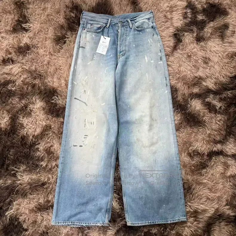 Acne Studios Acne Studios Blue Splatter-Painted Denim Pants Size US 34 / EU 50 - 1 Thumbnail