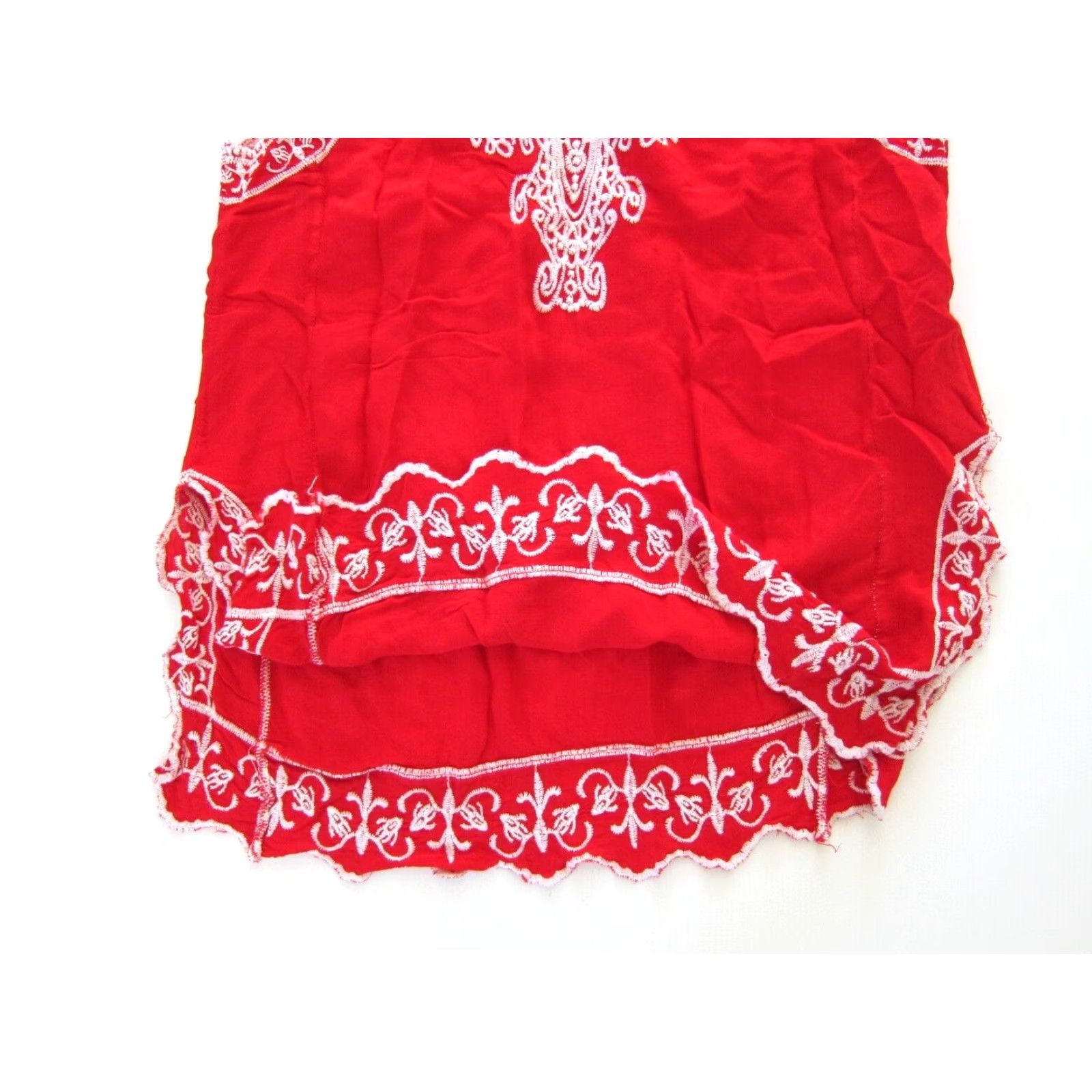Anthropologie Solitaire Blouse M V-Neck Sleeveless Embroidered 100% Rayon Red Floral Peasant Tunic Women क्या Size M / US 6-8 / IT 42-44 - 5 Thumbnail