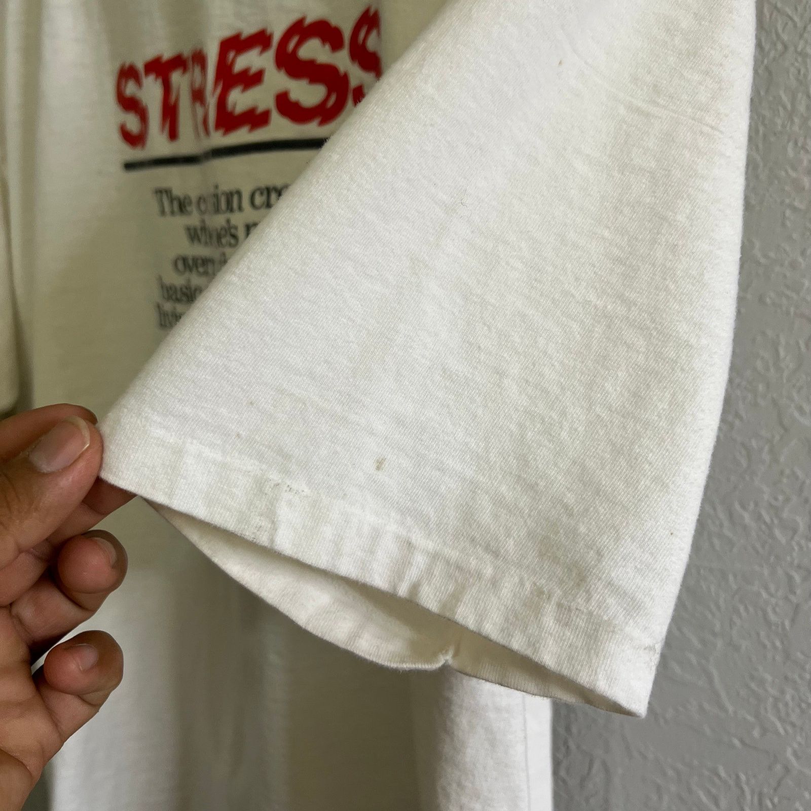Vintage Vintage 90s "Stress " Retro "High on Stress" shirt Sz XL Size US XL / EU 56 / 4 - 9 Thumbnail