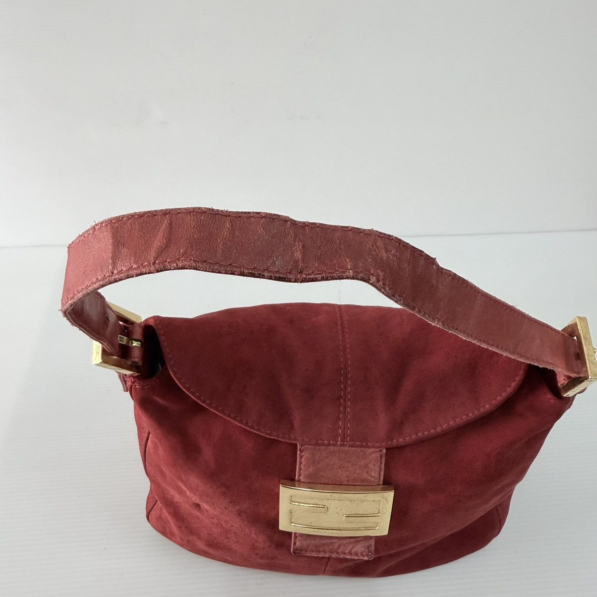 Fendi Fendi Baguette Red Suede Leather Shoulder Bag Size ONE SIZE - 8 Thumbnail