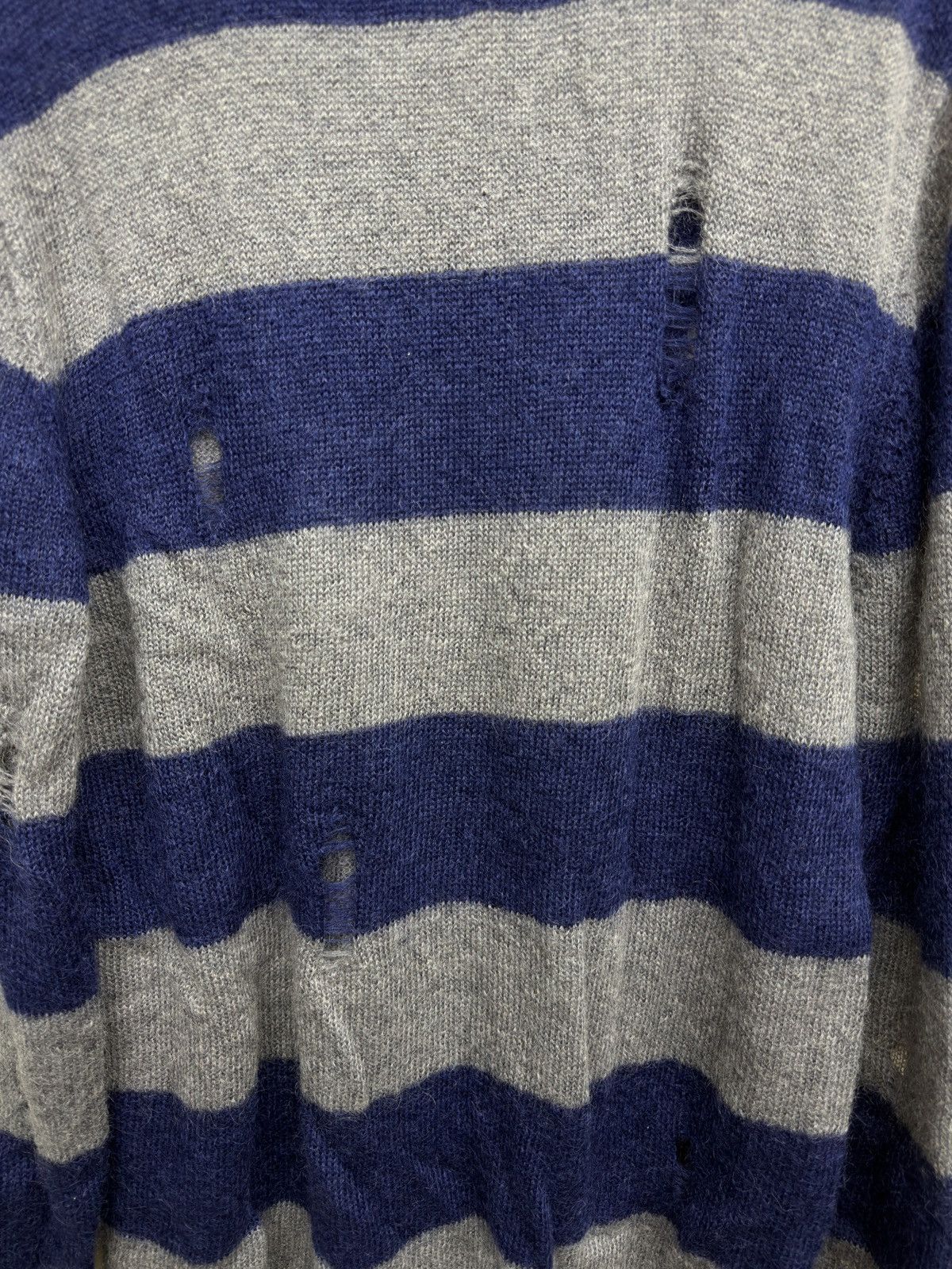 Number (N)ine Number (N)ine Mohair Striped Damaged Knit Size US L / EU 52-54 / 3 - 9 Thumbnail
