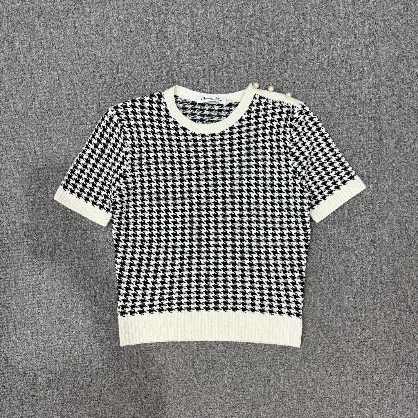 Dior Dior CD Pearl Houndstooth Knit Top Size S / US 4 / IT 40 - 1 Thumbnail