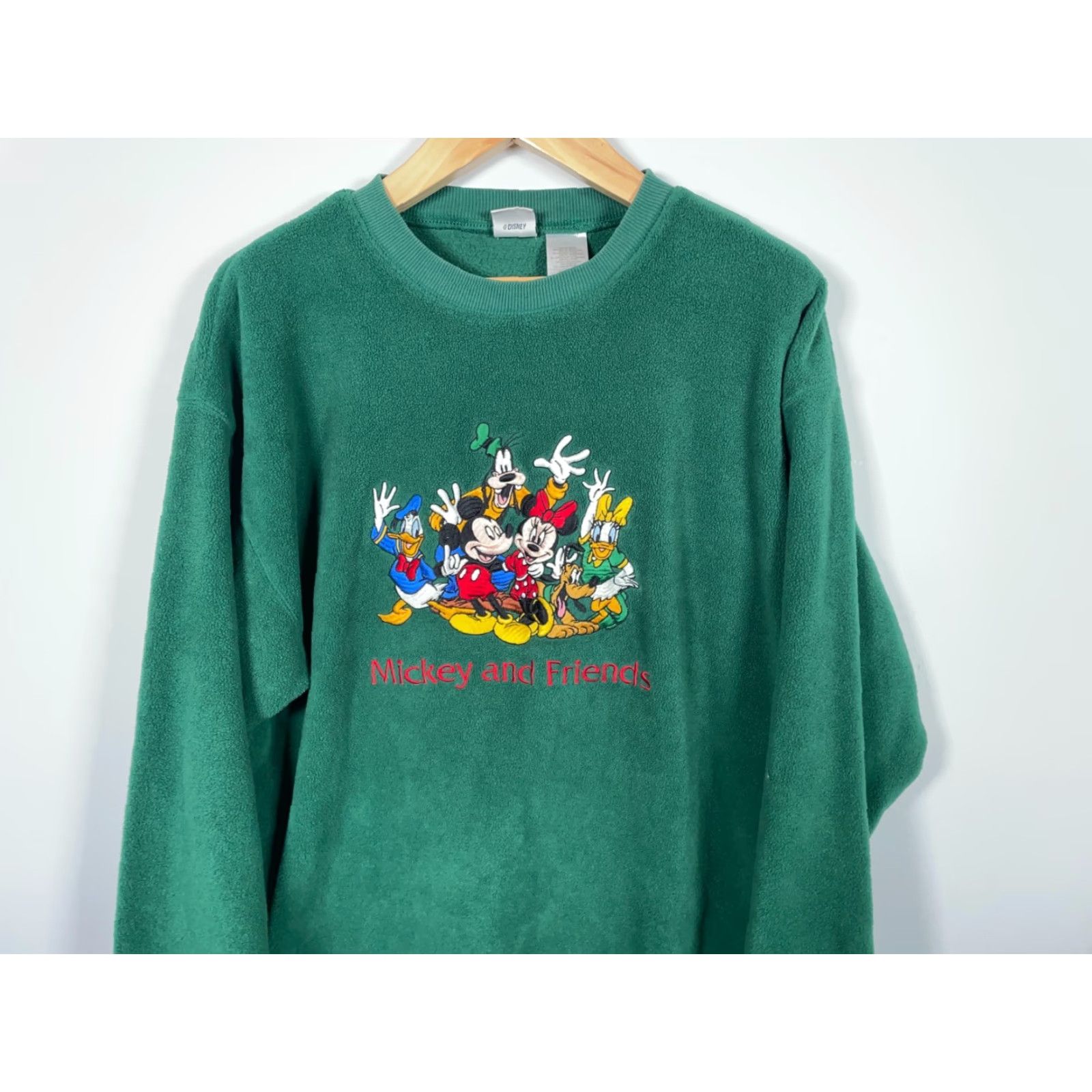 Disney VINTAGE Disney Mickey Mouse & Friends Fleece Sweatshirt Men Large Green Embroidered Size US L / EU 52-54 / 3 - 4 Thumbnail