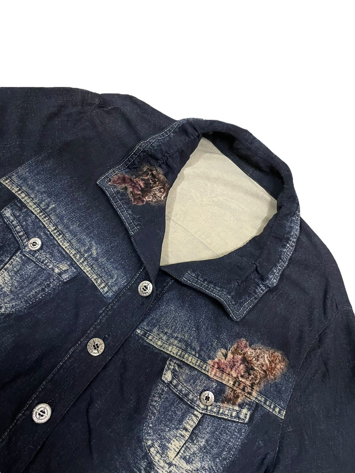 Christian Audigier Vintage Japanese Brand Denim Floral Art Style ButtonUp Shirt Size M / US 6-8 / IT 42-44 - 6 Thumbnail