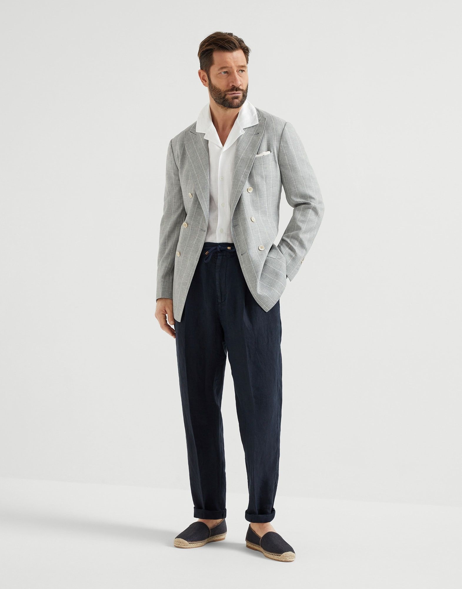 Brunello Cucinelli o1la1rc1a0326 Garment-Dyed Leisure Fit Trousers in Navy Blue Size US 34 / EU 50 - 4 Thumbnail