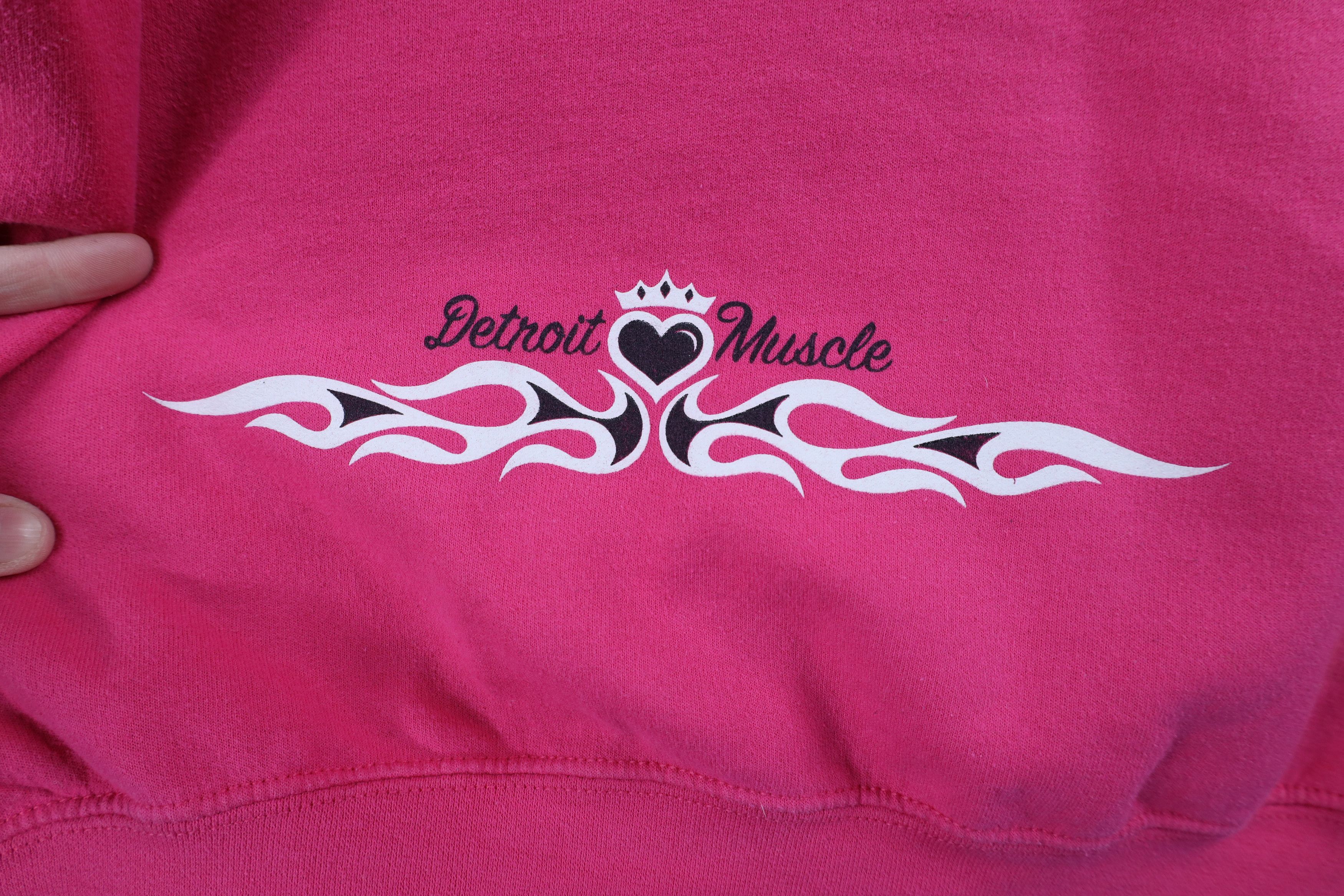Vintage Vintage 90s Y2K Detroit Muscle Car Hoodie Sweatshirt Pink Size XL / US 12-14 / IT 48-50 - 12 Thumbnail