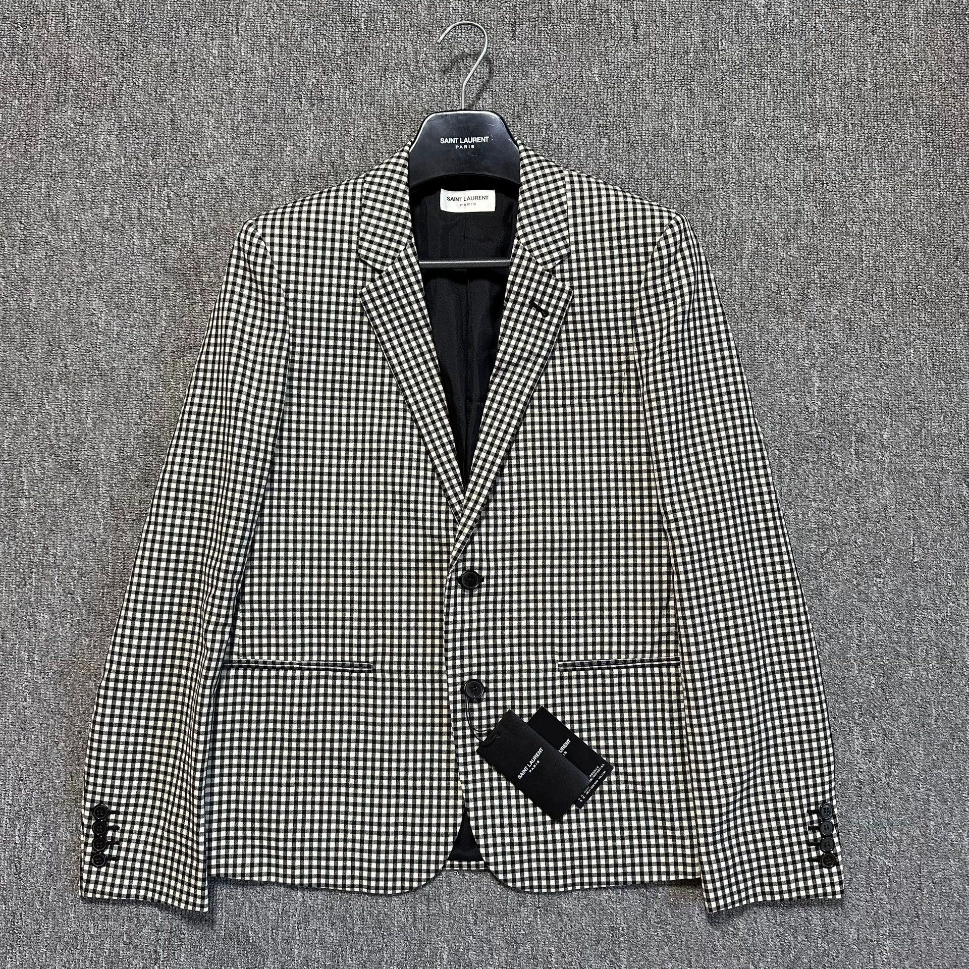 Saint Laurent Paris black and white houndstooth blazer jacket Size US M / EU 48-50 / 2 - 1 Thumbnail