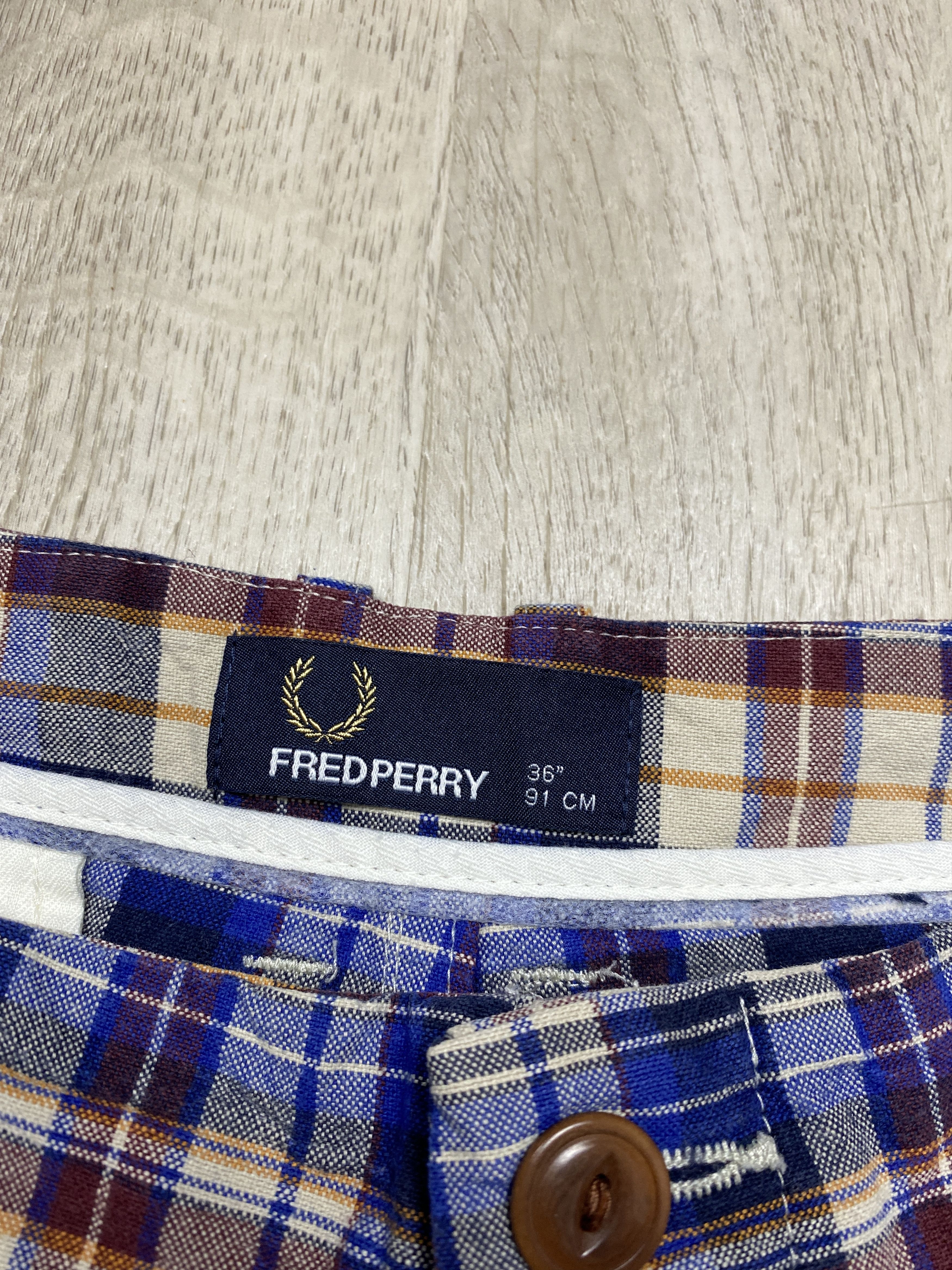 Fred Perry × Vintage Fred Perry Vintage Mens Plaid Shorts Size US 36 / EU 52 - 3 Thumbnail