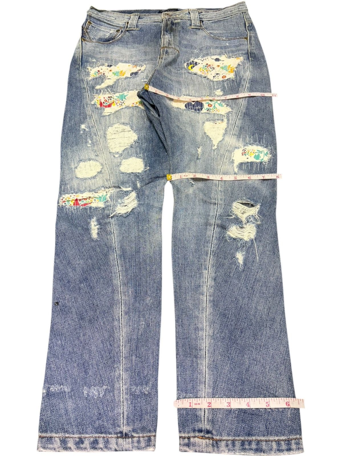 Kapital Vintage Japanese Brand Buckle Back Sashiko Distress Jeans Size 31" - 8 Thumbnail