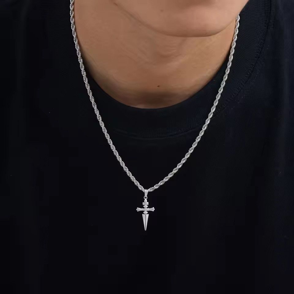 Jewelry Cross Dagger Pendant Necklace for Men Women Streetwear Size ONE SIZE - 6 Thumbnail