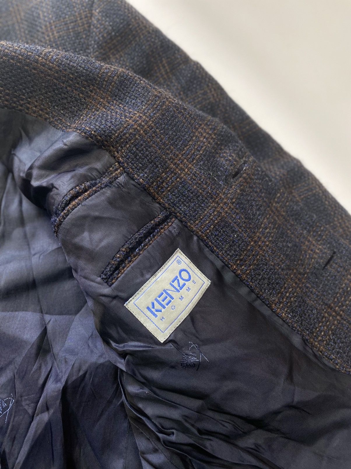 Kenzo Vintage Kenzo Homme Chekred Wool Tweed Blazer Size 54 Size 54L - 4 Thumbnail