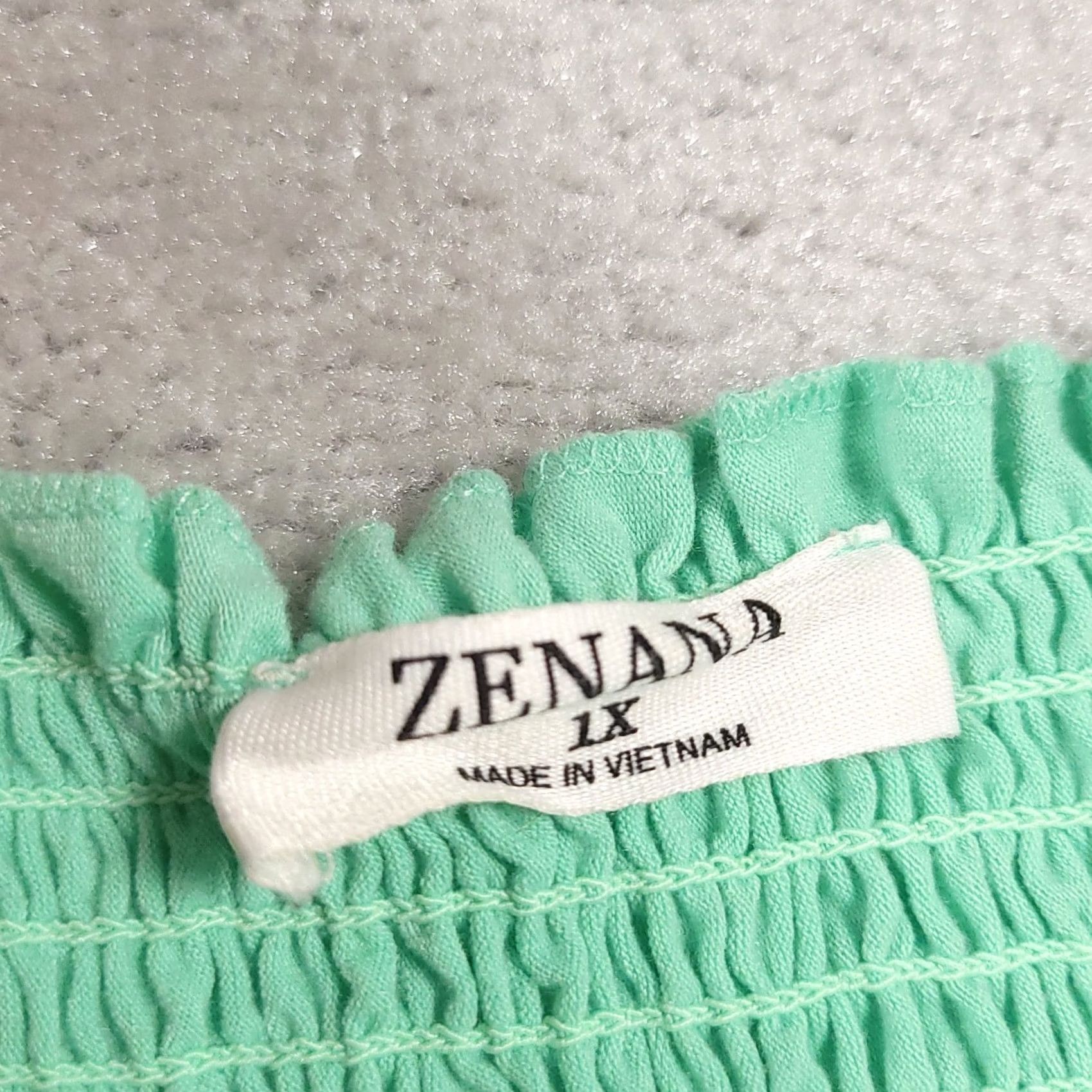 Vintage Zenana Strapless Bandeau Tube Top Bra Women's 1X Teal Blue Plus Ruched Tank Sleeveless Square Neck Size XL / US 12-14 / IT 48-50 - 6 Thumbnail
