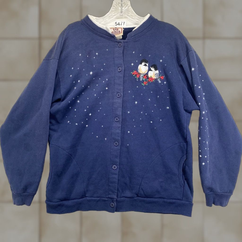 Vintage VINTAGE Top Stitch Cardigan Women’s Knit Black Embroidered Bird Pockets Medium Size M / US 6-8 / IT 42-44 - 1 Thumbnail