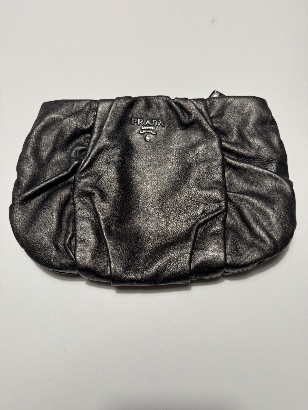 Prada Prada Nappa Gaufre Zip Clutch Black Made in Italy Size ONE SIZE - 1 Thumbnail