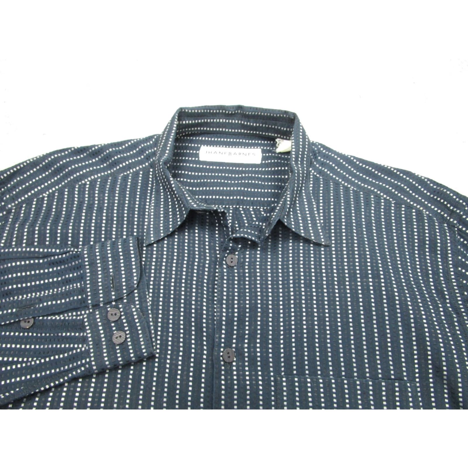 Vintage VINTAGE Jhane Barnes Long Sleeve Button-Up Shirt Mens XL Black Striped 90s Size US XL / EU 56 / 4 - 3 Thumbnail