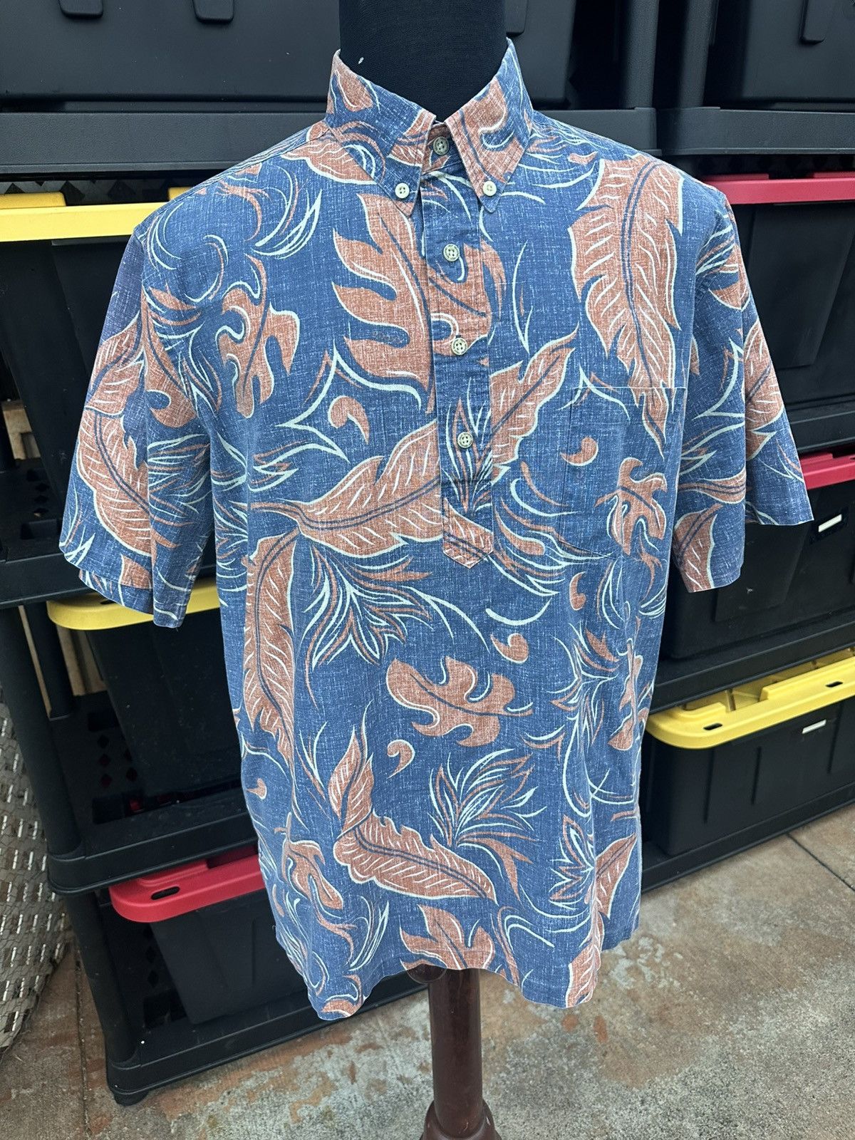 Reyn Spooner PreOwned Reyn Spooner Blue/Orange Hawaiian Print Men's L Size US L / EU 52-54 / 3 - 1 Thumbnail