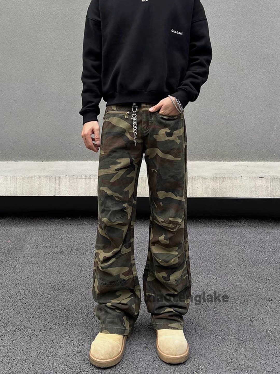 Designer × Japanese Brand × Vintage zipper utility camo punk flared cleanfit bootcut pants Size US 28 / EU 44 - 2 Thumbnail