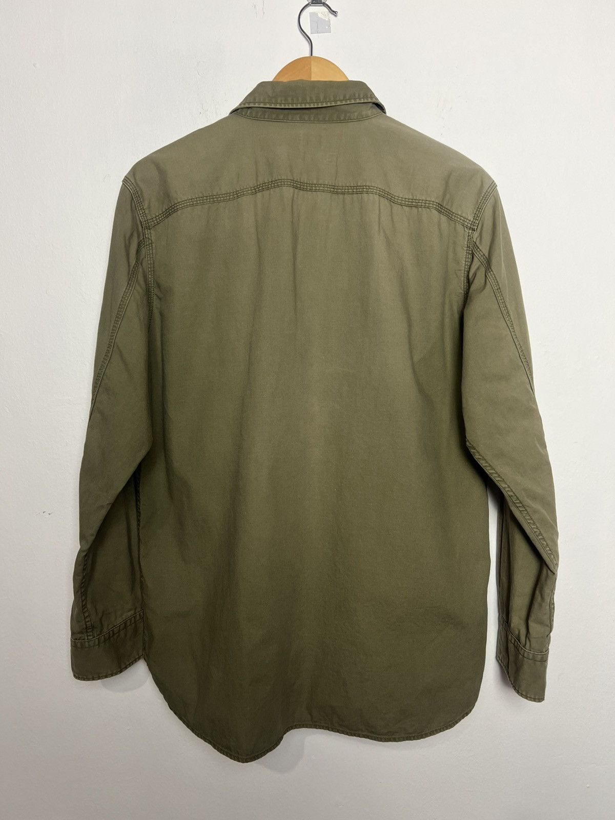 Uniqlo Uniqlo Olive Green Fade Cotton Utility Shirt Size US L / EU 52-54 / 3 - 2 Thumbnail