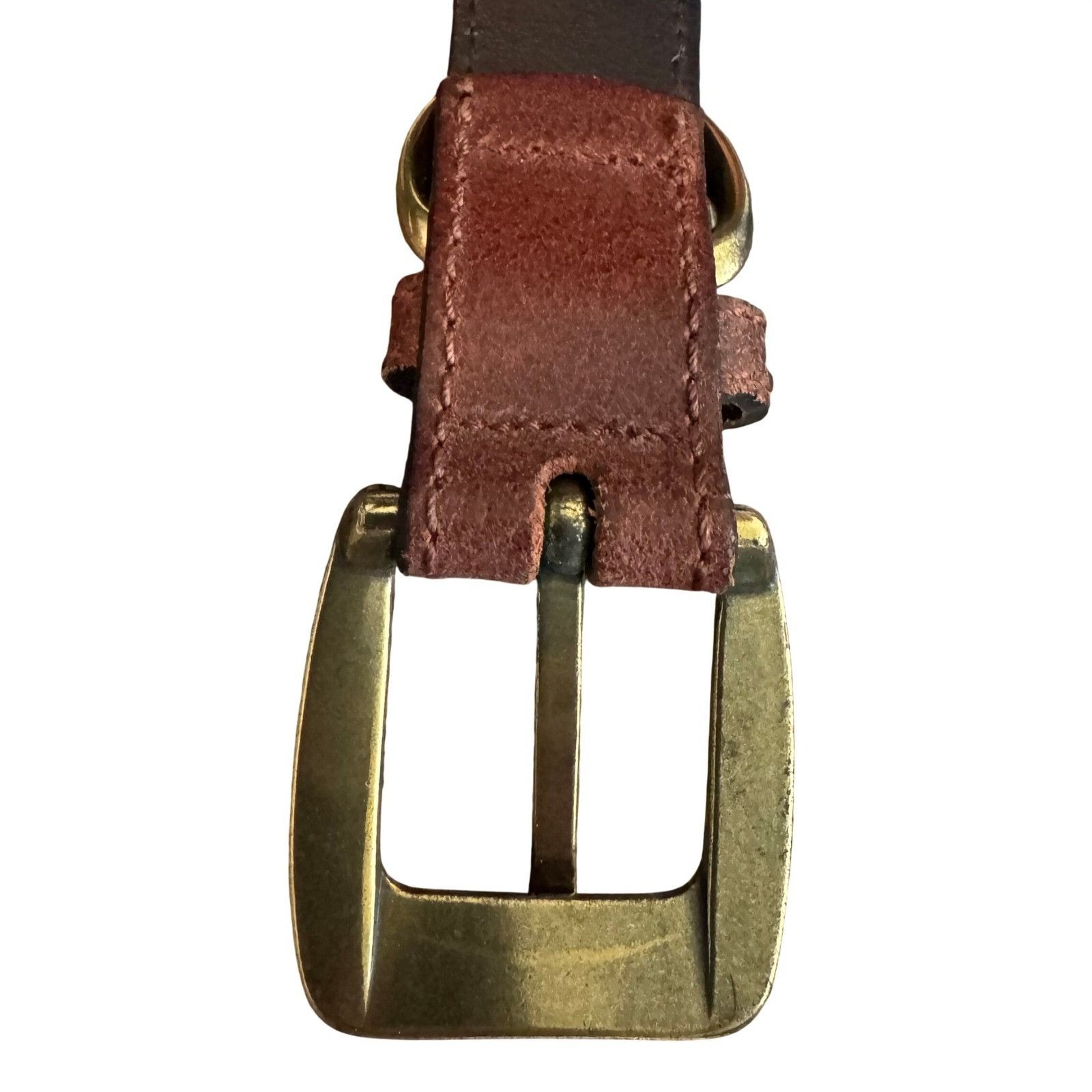 Other Brown Genuine Leather Belt XL Brass Buckle Classic Casual We Size 36 - 5 Thumbnail
