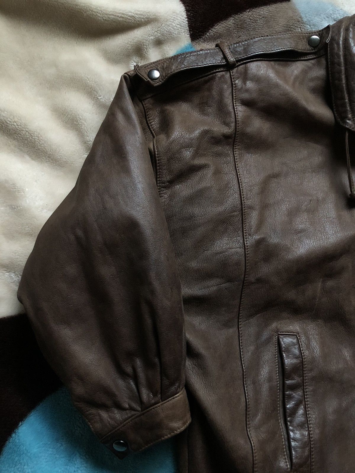 Genuine Leather × Vintage 80s Vintage Impromptu Brown Leather Biker Jacket Faded Size US L / EU 52-54 / 3 - 2 Thumbnail