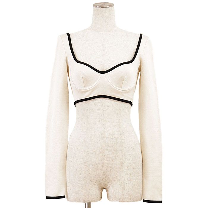 Chanel Chanel Chanel 21S P70684 Silk Knit Cropped Top Textile Tops P70684 DUTY FREE for USA Size ONE SIZE - 1 Thumbnail