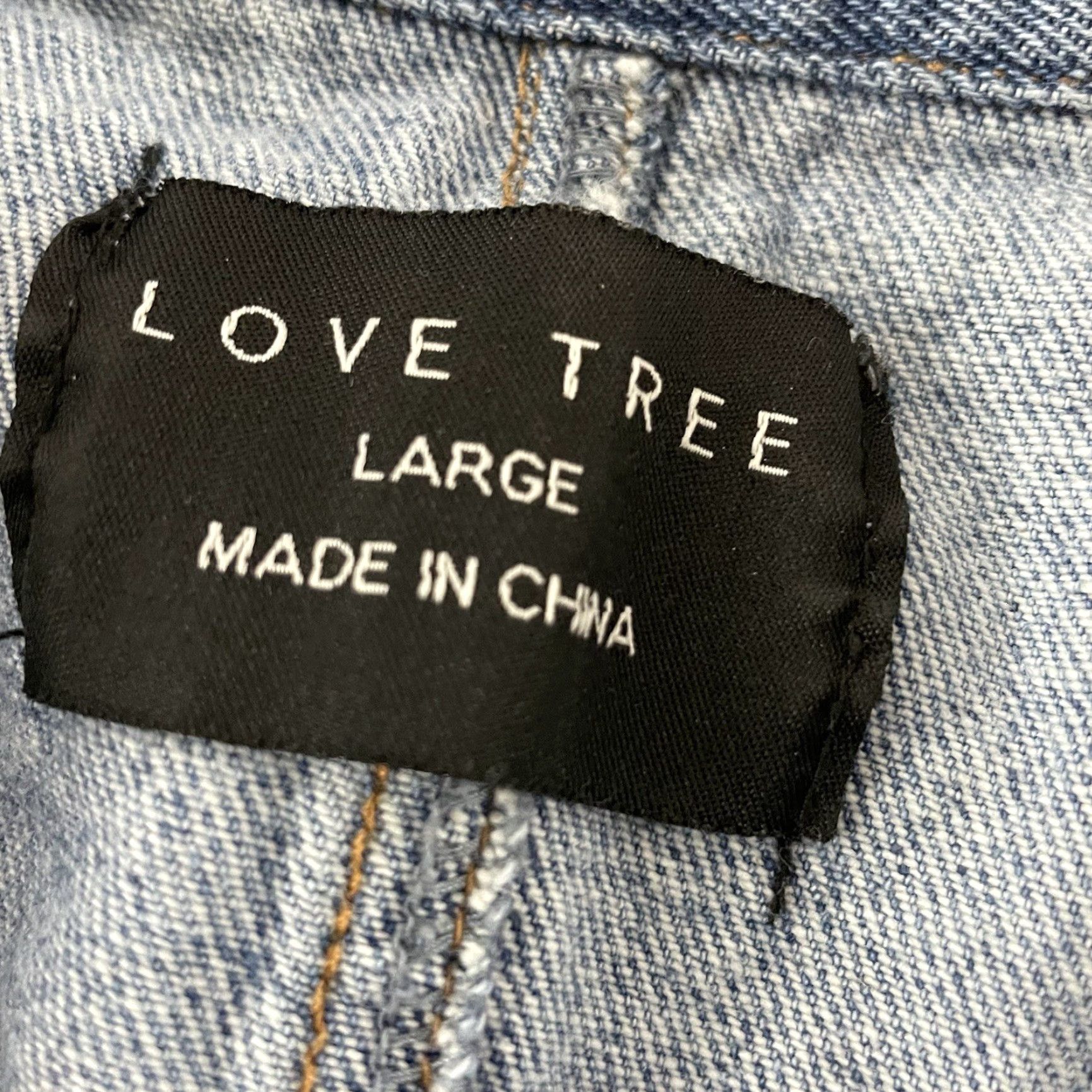 Denime Love Tree Denim Jacket Women's L Blue Distressed Jean Jacket Men? No. Size 36" / US 14 / IT 50 - 2 Thumbnail
