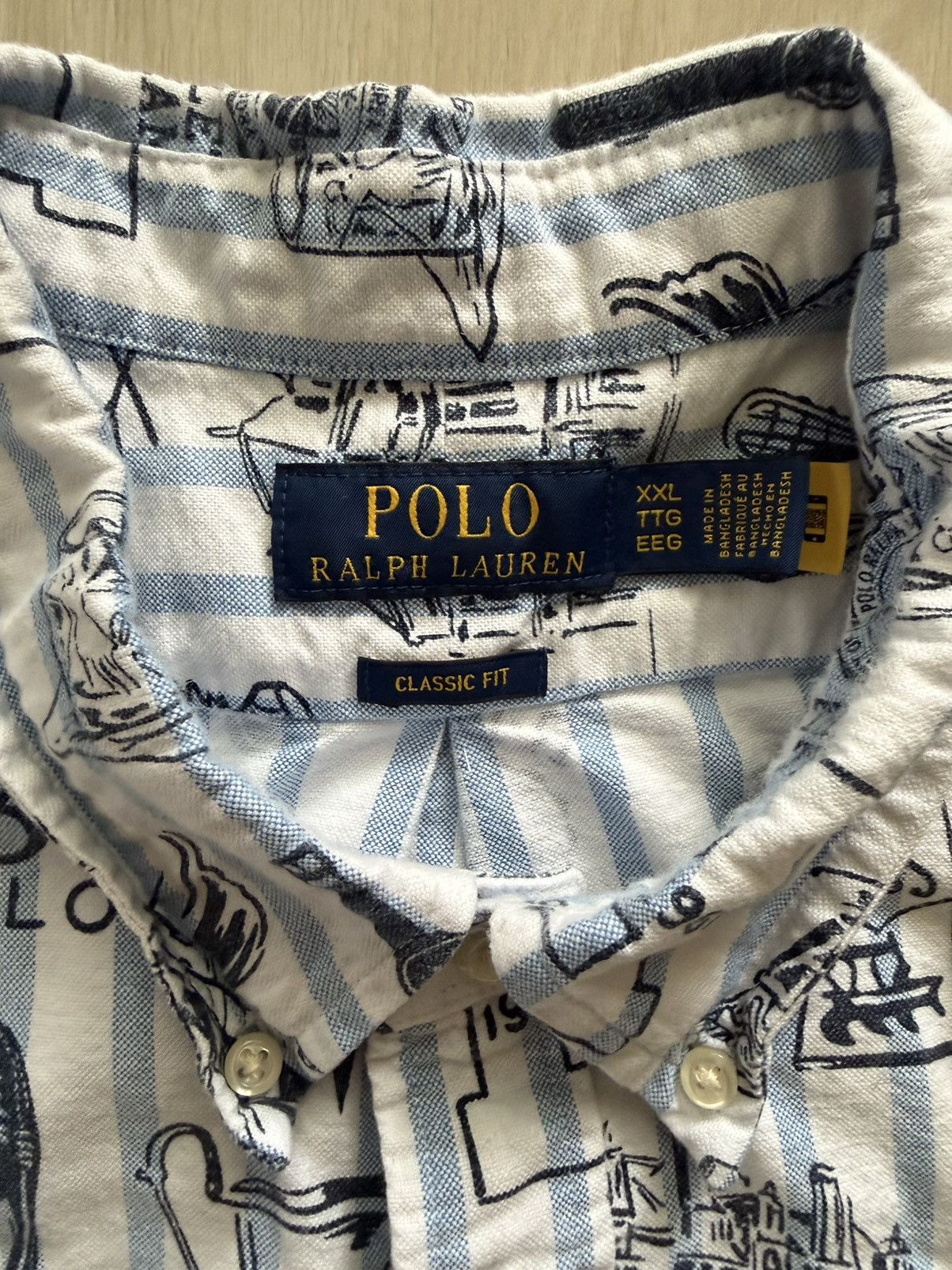 Polo Ralph Lauren Polo Ralph Lauren Blue Graphic Short Oxford Shirt 2XL Size US XXL / EU 58 / 5 - 5 Thumbnail