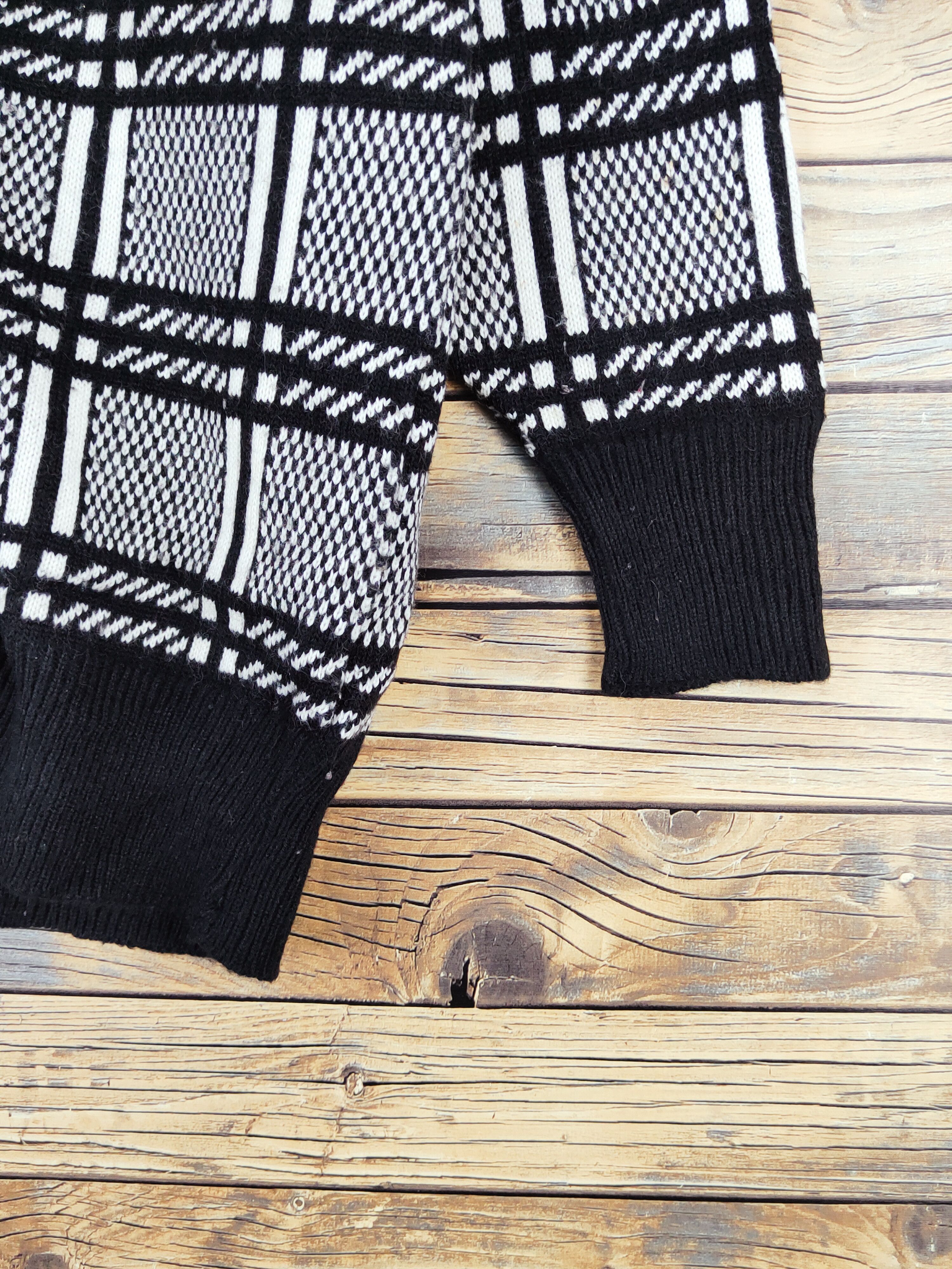 Homespun Knitwear × Japanese Brand × Vintage Japanese Brand Black white Knitwear Cardigan #W1149 Size M / US 6-8 / IT 42-44 - 7 Thumbnail